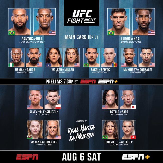 UFC on ESPN: Santos vs. Hill (2022) [Full Show]