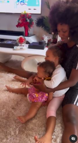 You Are Hurting Them – Social Media Users React To Video Of Korra Obidi Stretching Her Daughters (Video)