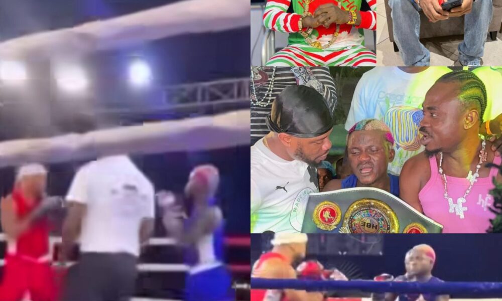 WAHALA! Portable Beat Charles Okocha in the Celebrity Boxing Match (Watch Highlight)