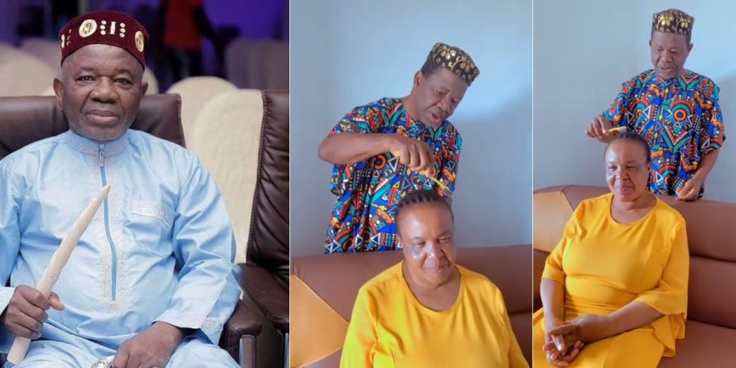 Make Yul Edochie learn work” – Reactions as 68-year-old veteran actor Chiwetalu Agu shares romantic moments with his wife (Video)