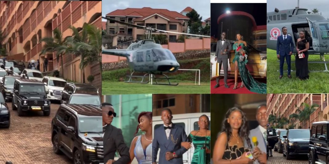 “Naija dey learn oh” – Prom scenes from Elite school in Uganda where students arrive in expensive cars and private jet get social media abuzz (Watch)