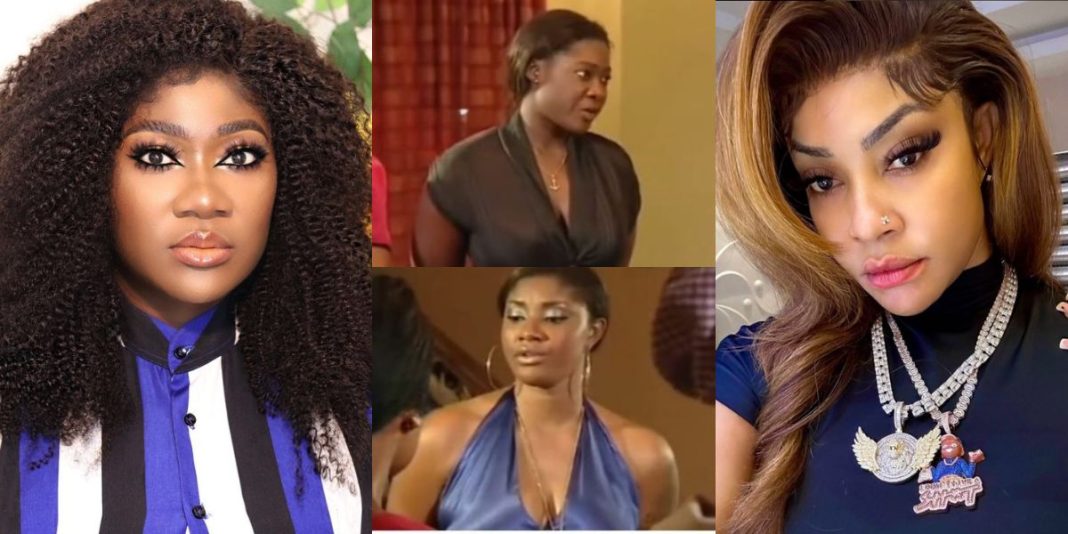 Na here the beef start” – Netizens dig up old movie clip of Mercy Johnson and Angela Okorie in heated clash (Watch)